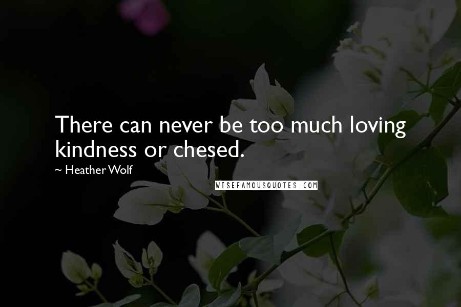 Heather Wolf Quotes: There can never be too much loving kindness or chesed.