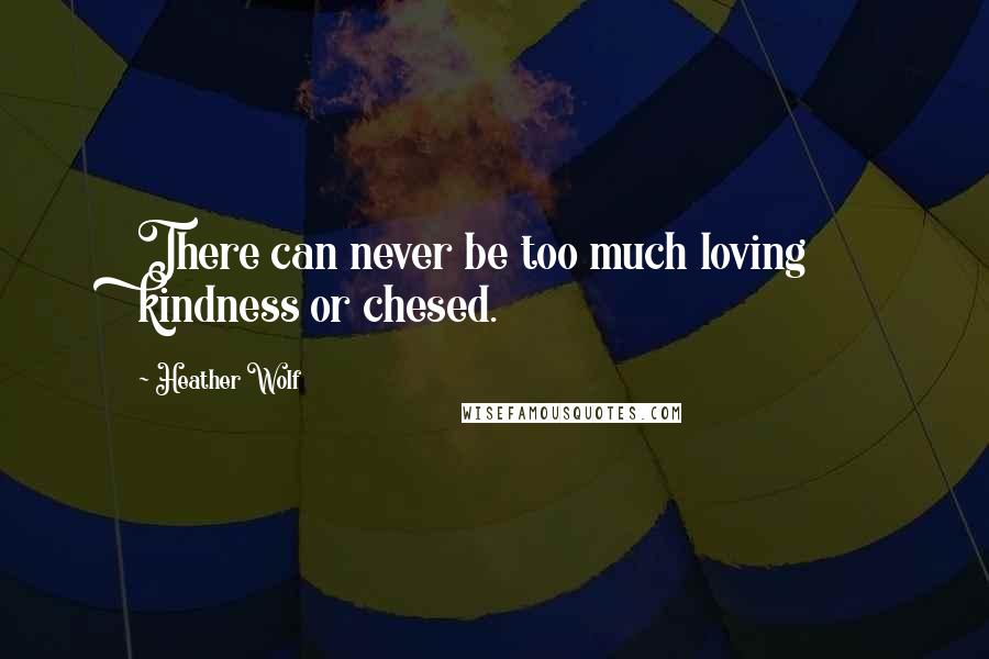Heather Wolf Quotes: There can never be too much loving kindness or chesed.