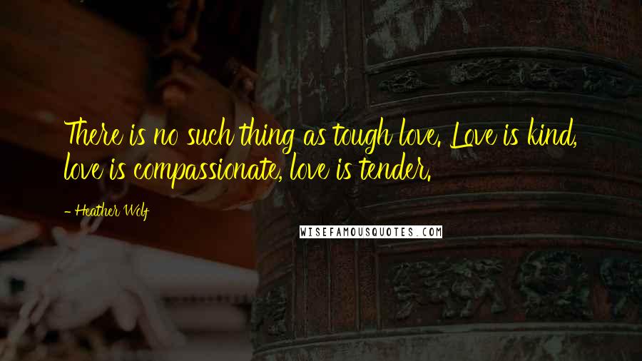 Heather Wolf Quotes: There is no such thing as tough love. Love is kind, love is compassionate, love is tender.