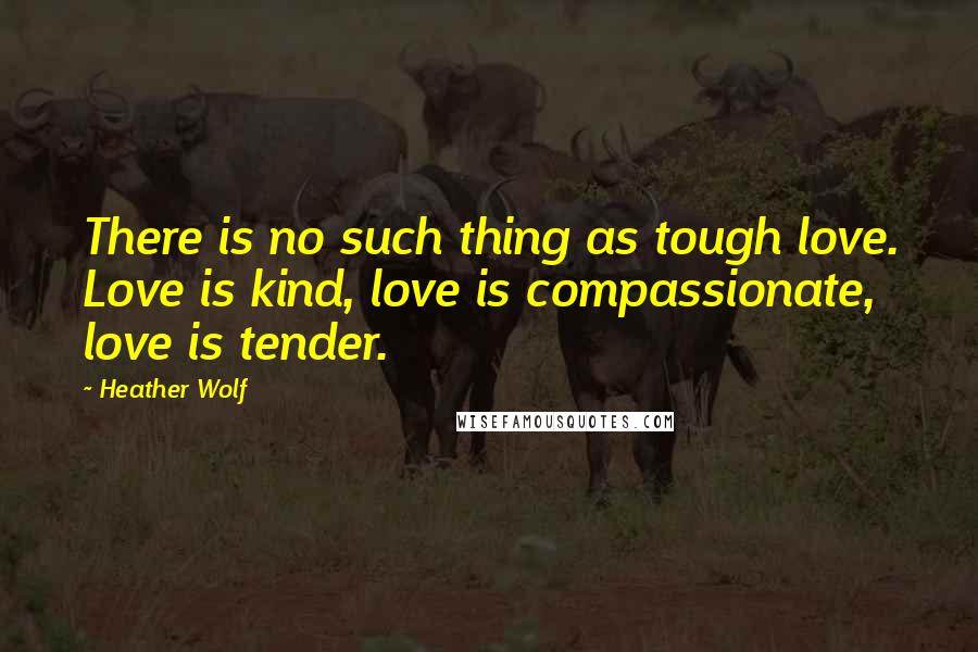 Heather Wolf Quotes: There is no such thing as tough love. Love is kind, love is compassionate, love is tender.