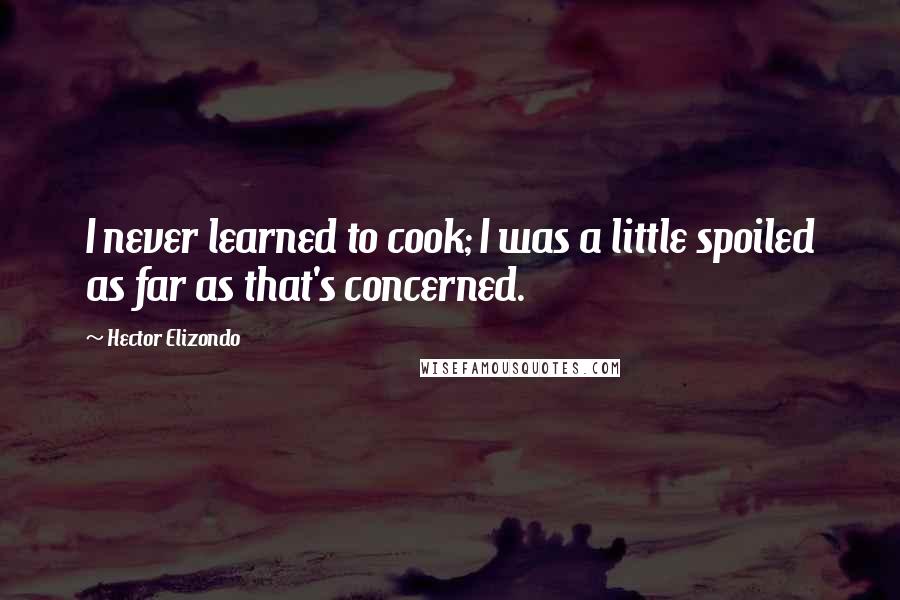 Hector Elizondo Quotes: I never learned to cook; I was a little spoiled as far as that's concerned.