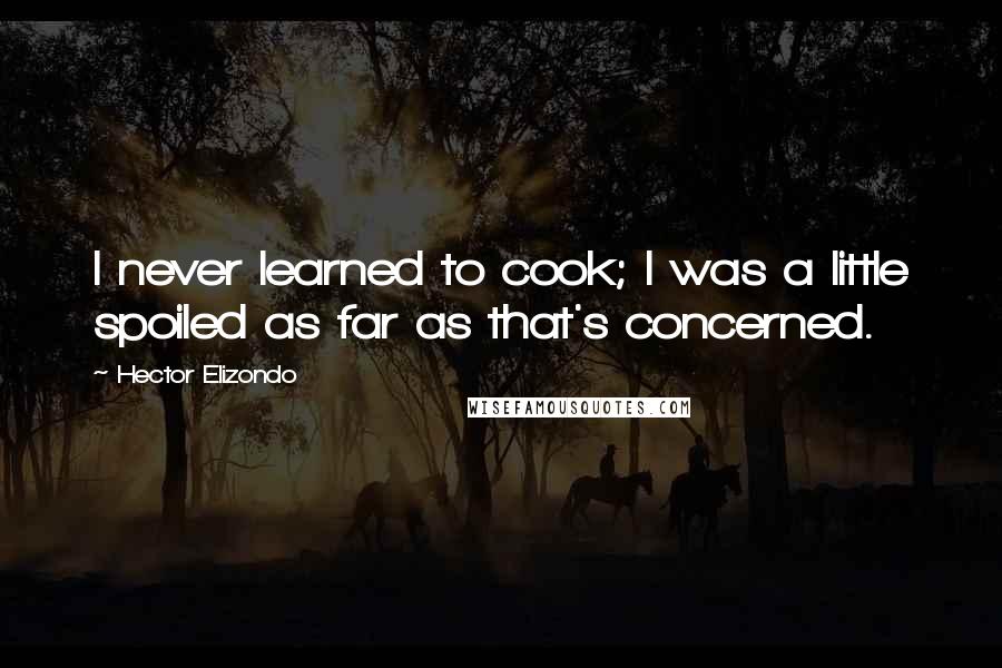Hector Elizondo Quotes: I never learned to cook; I was a little spoiled as far as that's concerned.