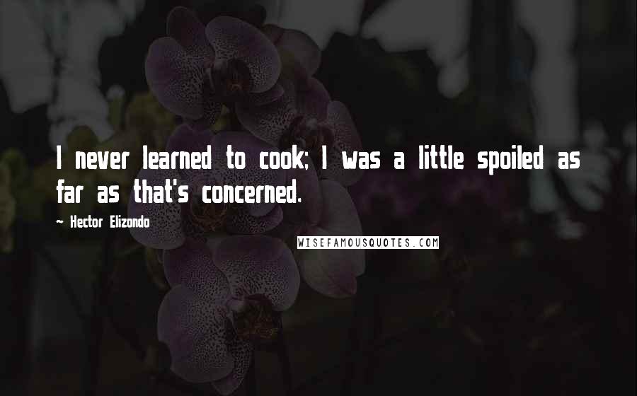 Hector Elizondo Quotes: I never learned to cook; I was a little spoiled as far as that's concerned.