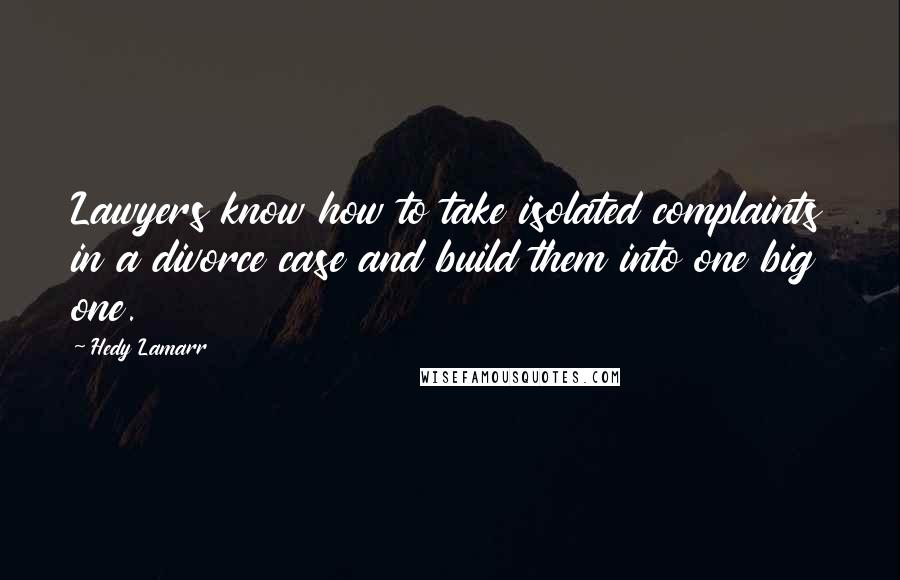 Hedy Lamarr Quotes: Lawyers know how to take isolated complaints in a divorce case and build them into one big one.