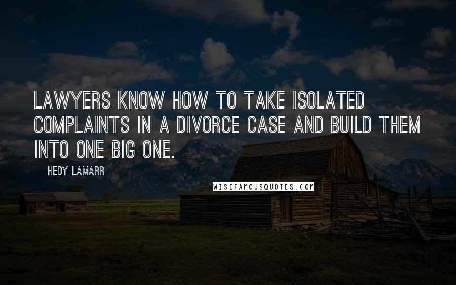 Hedy Lamarr Quotes: Lawyers know how to take isolated complaints in a divorce case and build them into one big one.