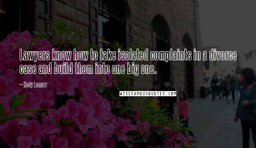 Hedy Lamarr Quotes: Lawyers know how to take isolated complaints in a divorce case and build them into one big one.