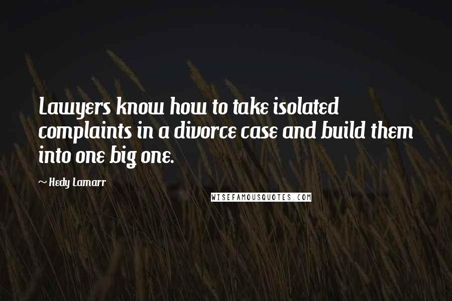Hedy Lamarr Quotes: Lawyers know how to take isolated complaints in a divorce case and build them into one big one.