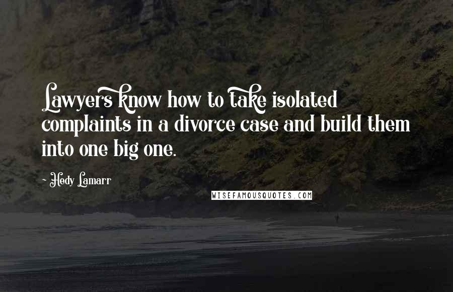 Hedy Lamarr Quotes: Lawyers know how to take isolated complaints in a divorce case and build them into one big one.
