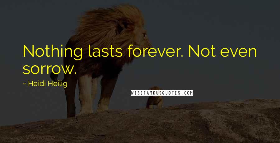 Heidi Heilig Quotes: Nothing lasts forever. Not even sorrow.