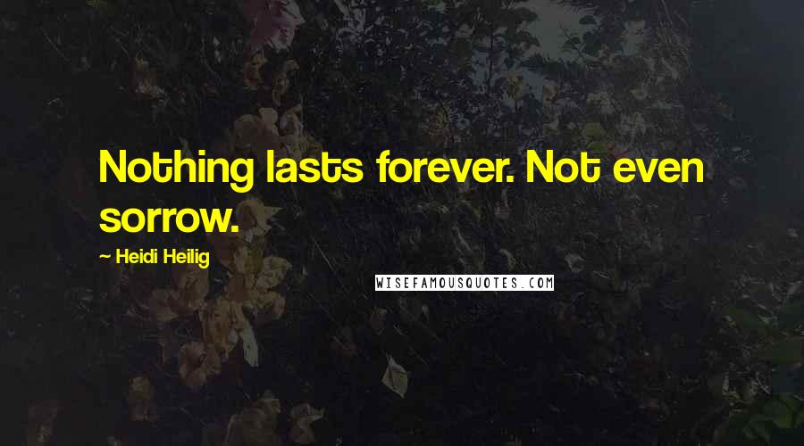 Heidi Heilig Quotes: Nothing lasts forever. Not even sorrow.