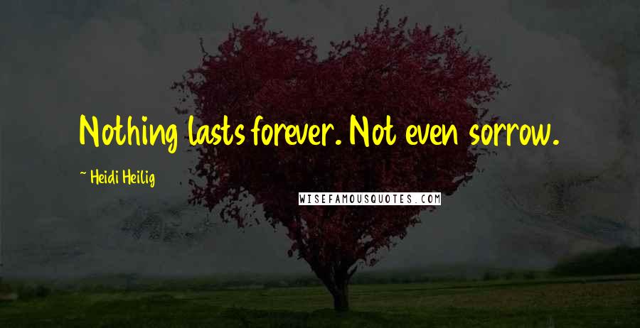 Heidi Heilig Quotes: Nothing lasts forever. Not even sorrow.