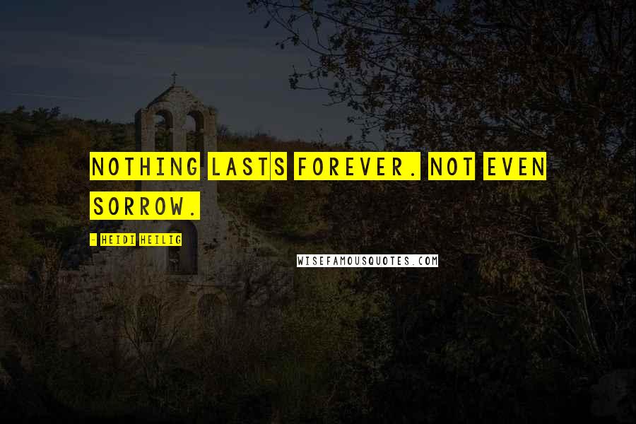 Heidi Heilig Quotes: Nothing lasts forever. Not even sorrow.