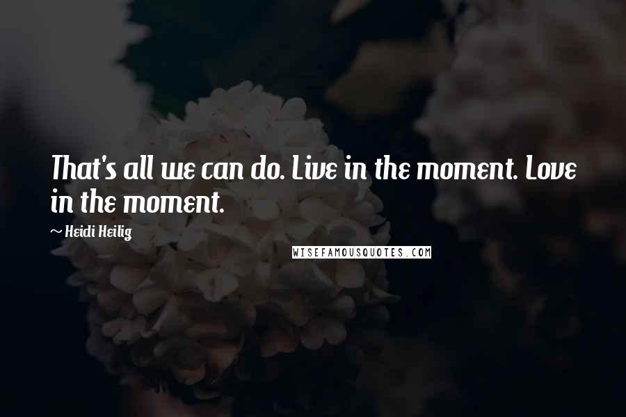Heidi Heilig Quotes: That's all we can do. Live in the moment. Love in the moment.