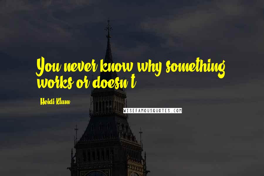 Heidi Klum Quotes: You never know why something works or doesn't.