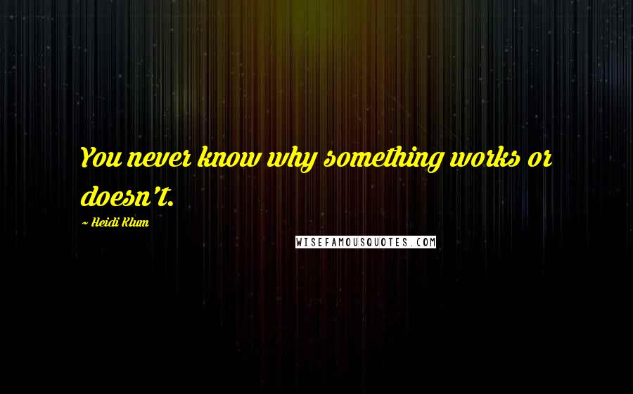 Heidi Klum Quotes: You never know why something works or doesn't.