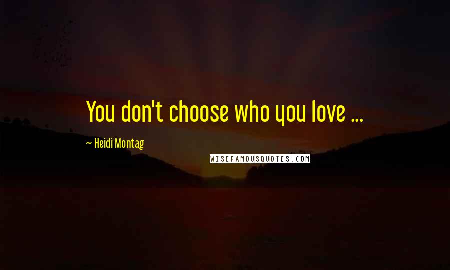 Heidi Montag Quotes: You don't choose who you love ...