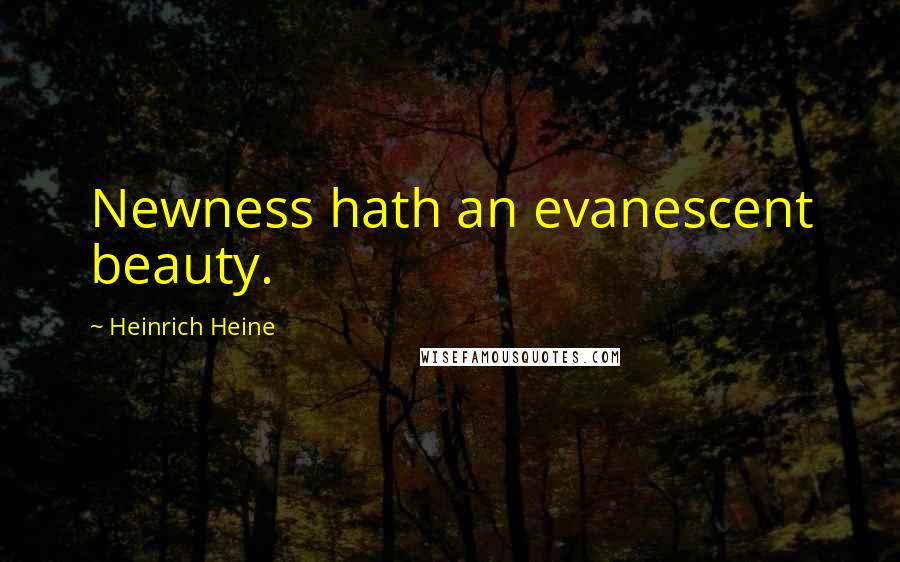 Heinrich Heine Quotes: Newness hath an evanescent beauty.