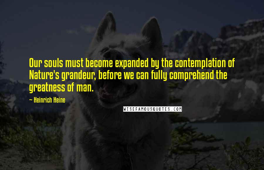 Heinrich Heine Quotes: Our souls must become expanded by the contemplation of Nature's grandeur, before we can fully comprehend the greatness of man.