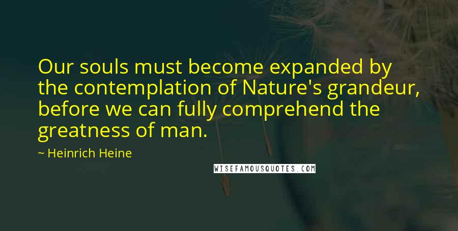 Heinrich Heine Quotes: Our souls must become expanded by the contemplation of Nature's grandeur, before we can fully comprehend the greatness of man.