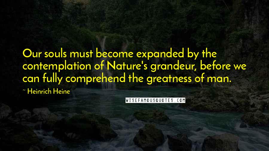 Heinrich Heine Quotes: Our souls must become expanded by the contemplation of Nature's grandeur, before we can fully comprehend the greatness of man.