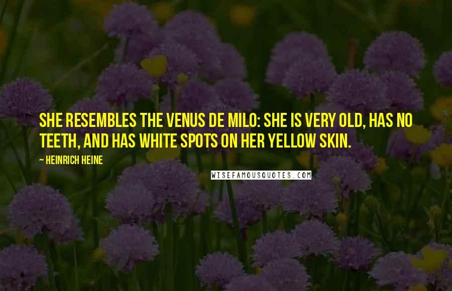 Heinrich Heine Quotes: She resembles the Venus de Milo: she is very old, has no teeth, and has white spots on her yellow skin.