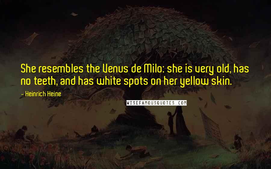 Heinrich Heine Quotes: She resembles the Venus de Milo: she is very old, has no teeth, and has white spots on her yellow skin.