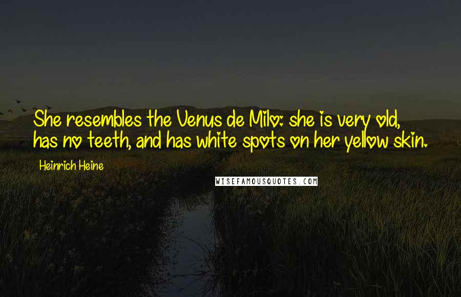 Heinrich Heine Quotes: She resembles the Venus de Milo: she is very old, has no teeth, and has white spots on her yellow skin.