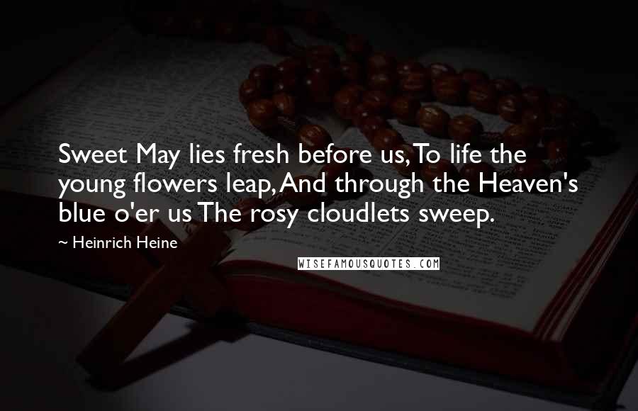 Heinrich Heine Quotes: Sweet May lies fresh before us, To life the young flowers leap, And through the Heaven's blue o'er us The rosy cloudlets sweep.
