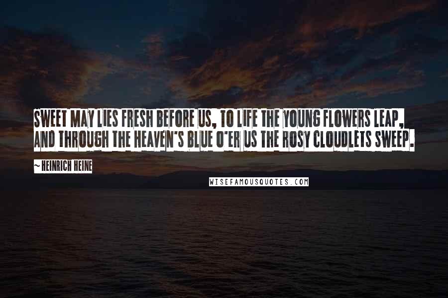 Heinrich Heine Quotes: Sweet May lies fresh before us, To life the young flowers leap, And through the Heaven's blue o'er us The rosy cloudlets sweep.