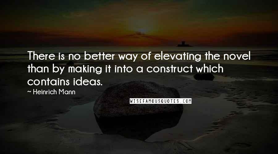 Heinrich Mann Quotes: There is no better way of elevating the novel than by making it into a construct which contains ideas.