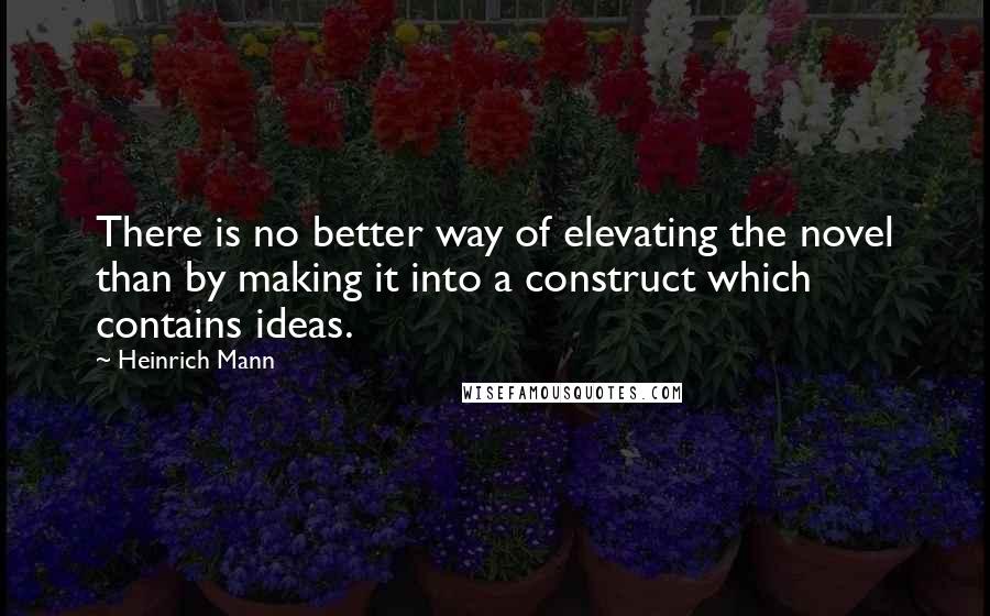 Heinrich Mann Quotes: There is no better way of elevating the novel than by making it into a construct which contains ideas.