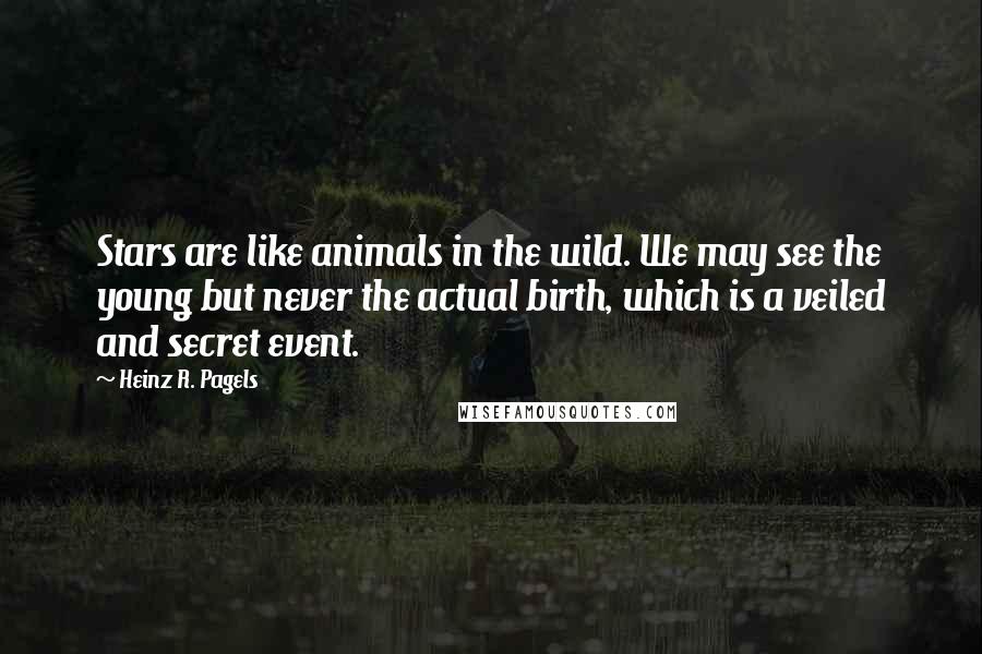 Heinz R. Pagels Quotes: Stars are like animals in the wild. We may see the young but never the actual birth, which is a veiled and secret event.