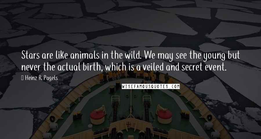 Heinz R. Pagels Quotes: Stars are like animals in the wild. We may see the young but never the actual birth, which is a veiled and secret event.