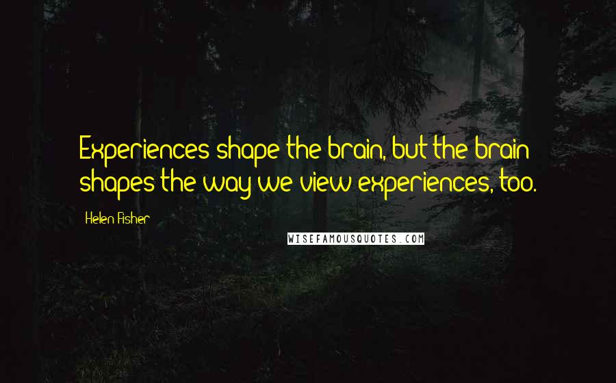 Helen Fisher Quotes: Experiences shape the brain, but the brain shapes the way we view experiences, too.