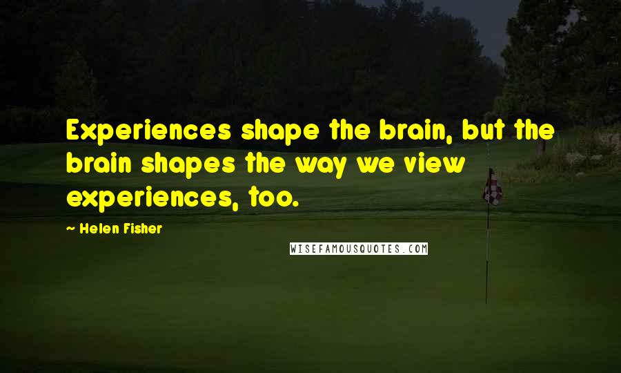 Helen Fisher Quotes: Experiences shape the brain, but the brain shapes the way we view experiences, too.