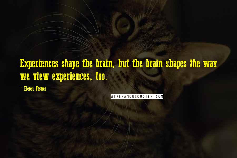 Helen Fisher Quotes: Experiences shape the brain, but the brain shapes the way we view experiences, too.