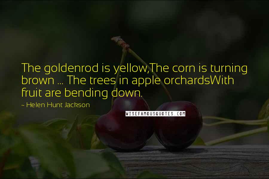 Helen Hunt Jackson Quotes: The goldenrod is yellow,The corn is turning brown ... The trees in apple orchardsWith fruit are bending down.