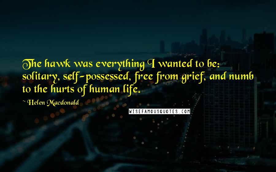 Helen Macdonald Quotes: The hawk was everything I wanted to be: solitary, self-possessed, free from grief, and numb to the hurts of human life.