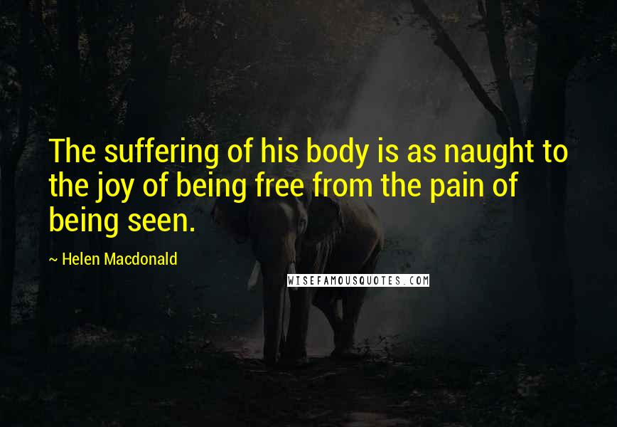 Helen Macdonald Quotes: The suffering of his body is as naught to the joy of being free from the pain of being seen.