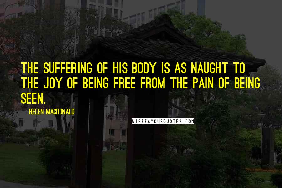 Helen Macdonald Quotes: The suffering of his body is as naught to the joy of being free from the pain of being seen.