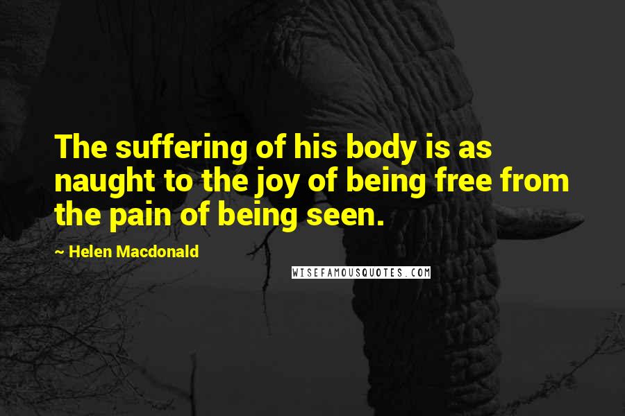 Helen Macdonald Quotes: The suffering of his body is as naught to the joy of being free from the pain of being seen.