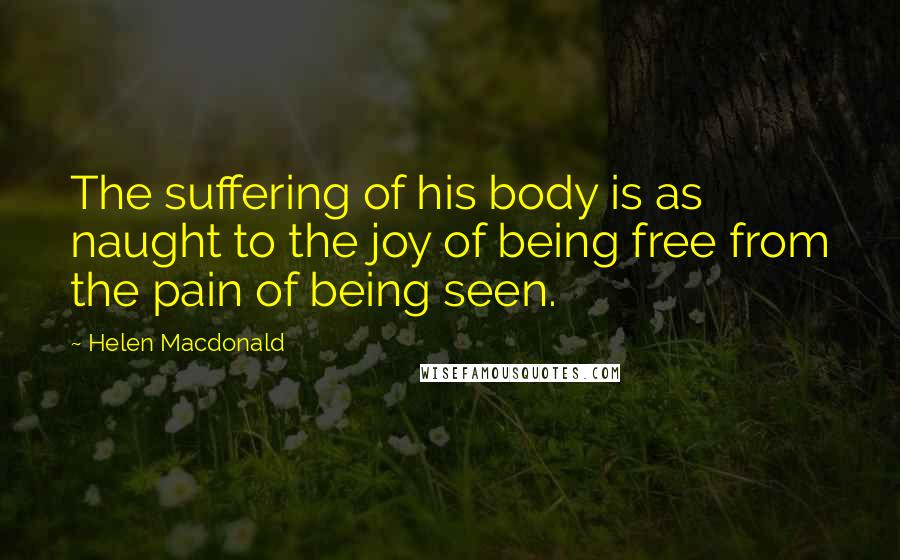 Helen Macdonald Quotes: The suffering of his body is as naught to the joy of being free from the pain of being seen.