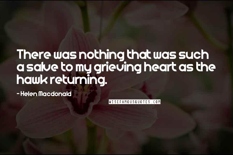 Helen Macdonald Quotes: There was nothing that was such a salve to my grieving heart as the hawk returning.