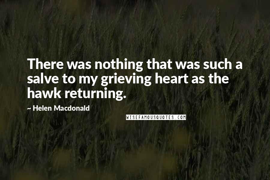 Helen Macdonald Quotes: There was nothing that was such a salve to my grieving heart as the hawk returning.