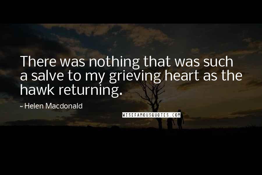 Helen Macdonald Quotes: There was nothing that was such a salve to my grieving heart as the hawk returning.