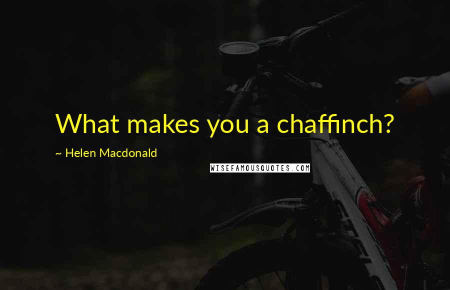 Helen Macdonald Quotes: What makes you a chaffinch?