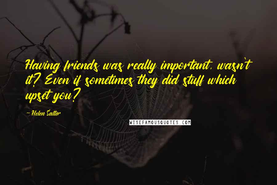 Helen Salter Quotes: Having friends was really important, wasn't it? Even if sometimes they did stuff which upset you?