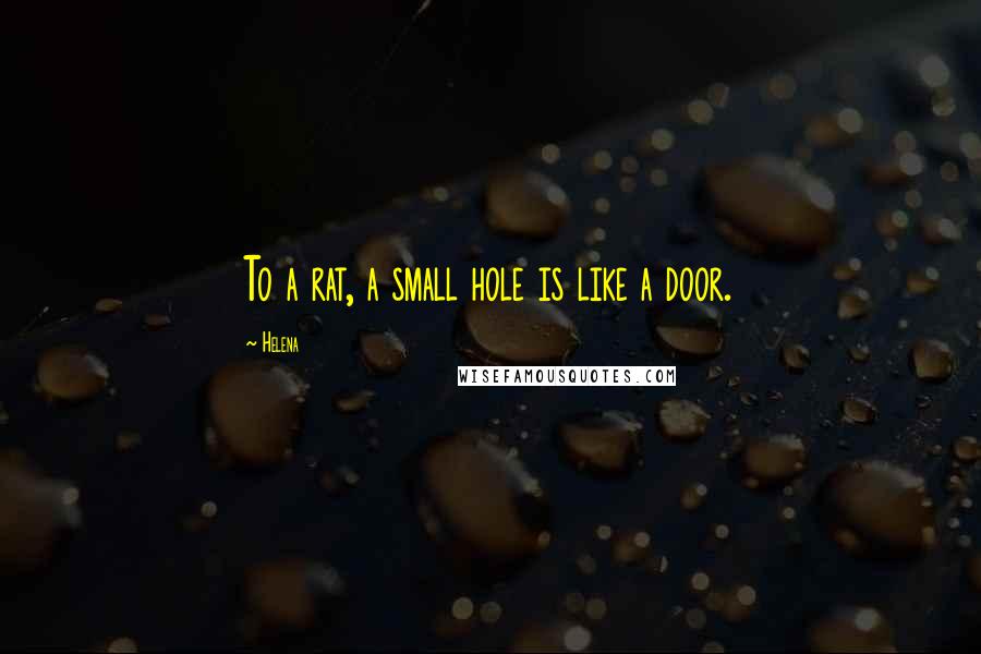 Helena Quotes: To a rat, a small hole is like a door.