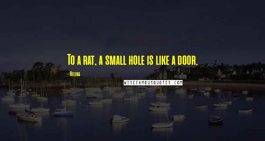 Helena Quotes: To a rat, a small hole is like a door.