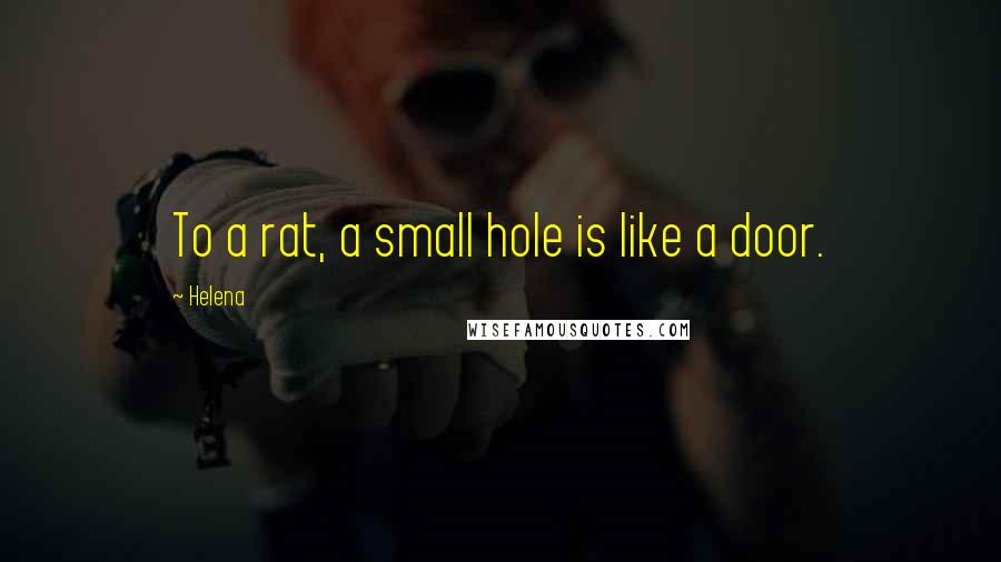 Helena Quotes: To a rat, a small hole is like a door.